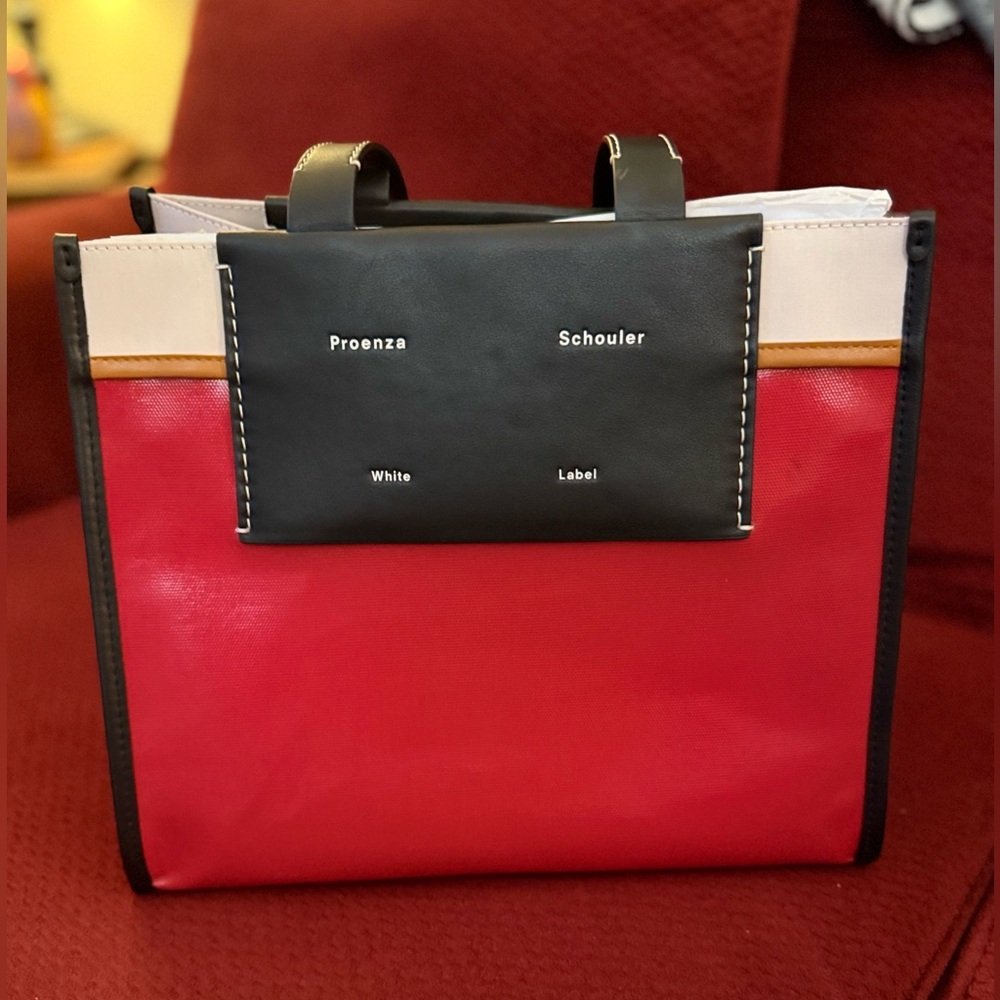 Proenza Schouler White Label Morris Large Coated Canvas Tote In Red - Picture 2 of 11